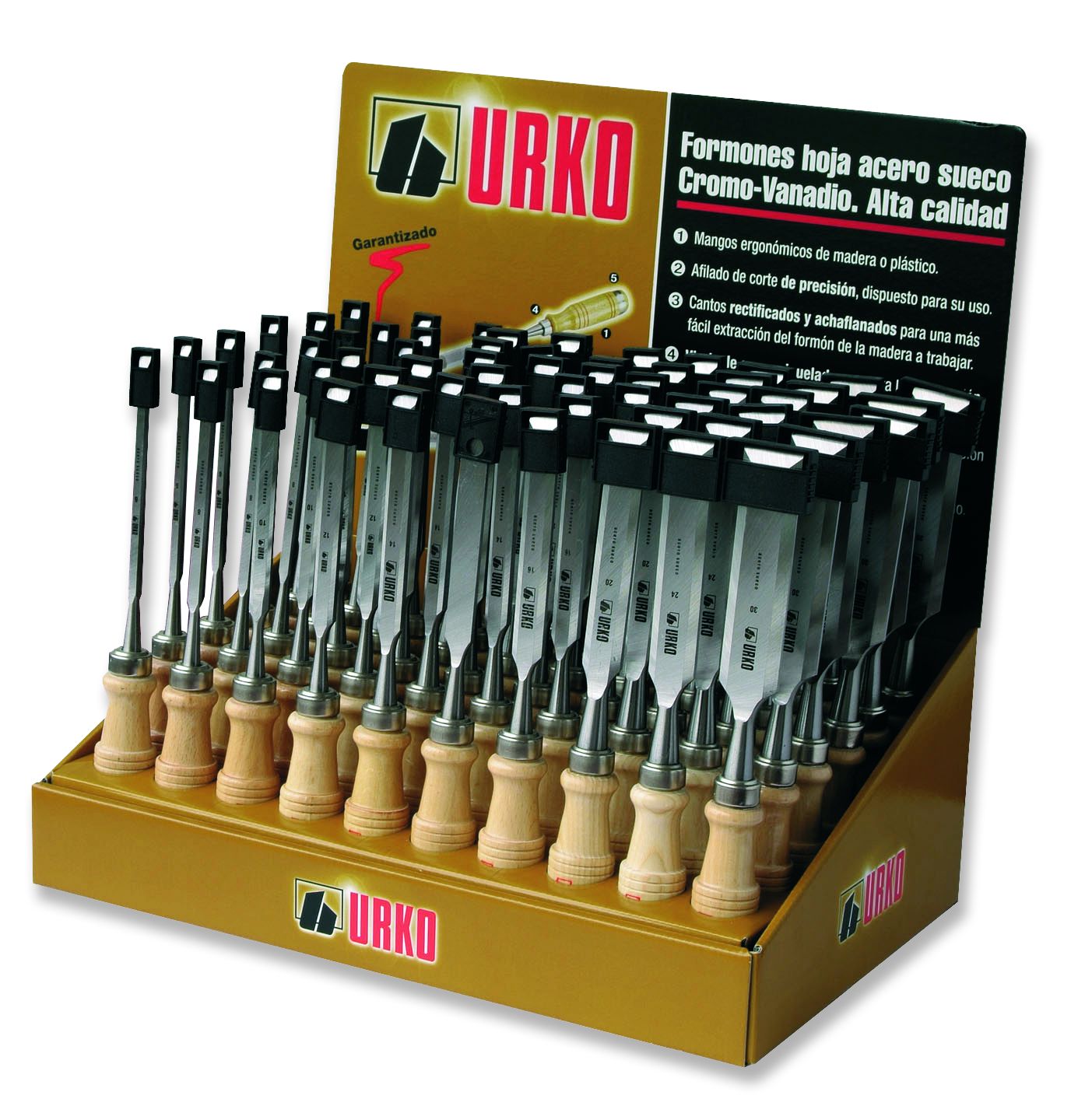 9600-M Expositor Formones Mango de Madera Urko